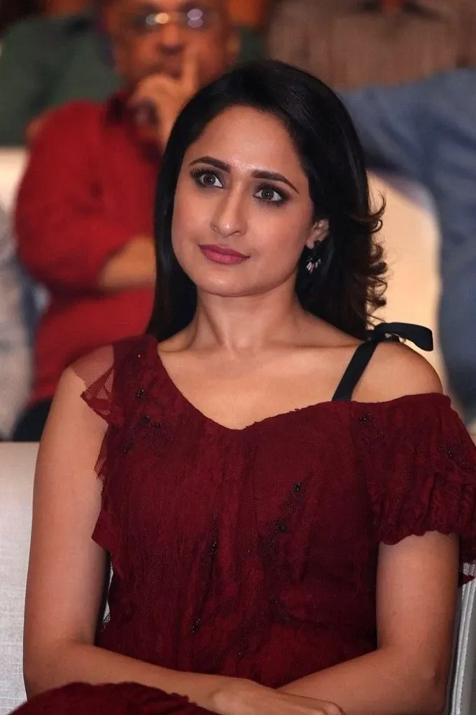 Pragya Jaiswal Stills At Telugu Movie Audio Launch In Maroon Dress